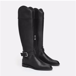 ZARA FLAT TALL RIDING BOOTS WITH BUCKLES SIZE 5.5